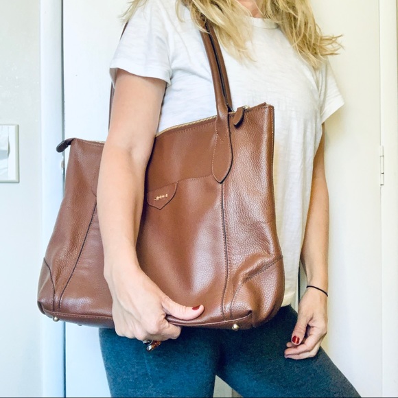 Lodis Brown Leather Tote Bag - Picture 2 of 14